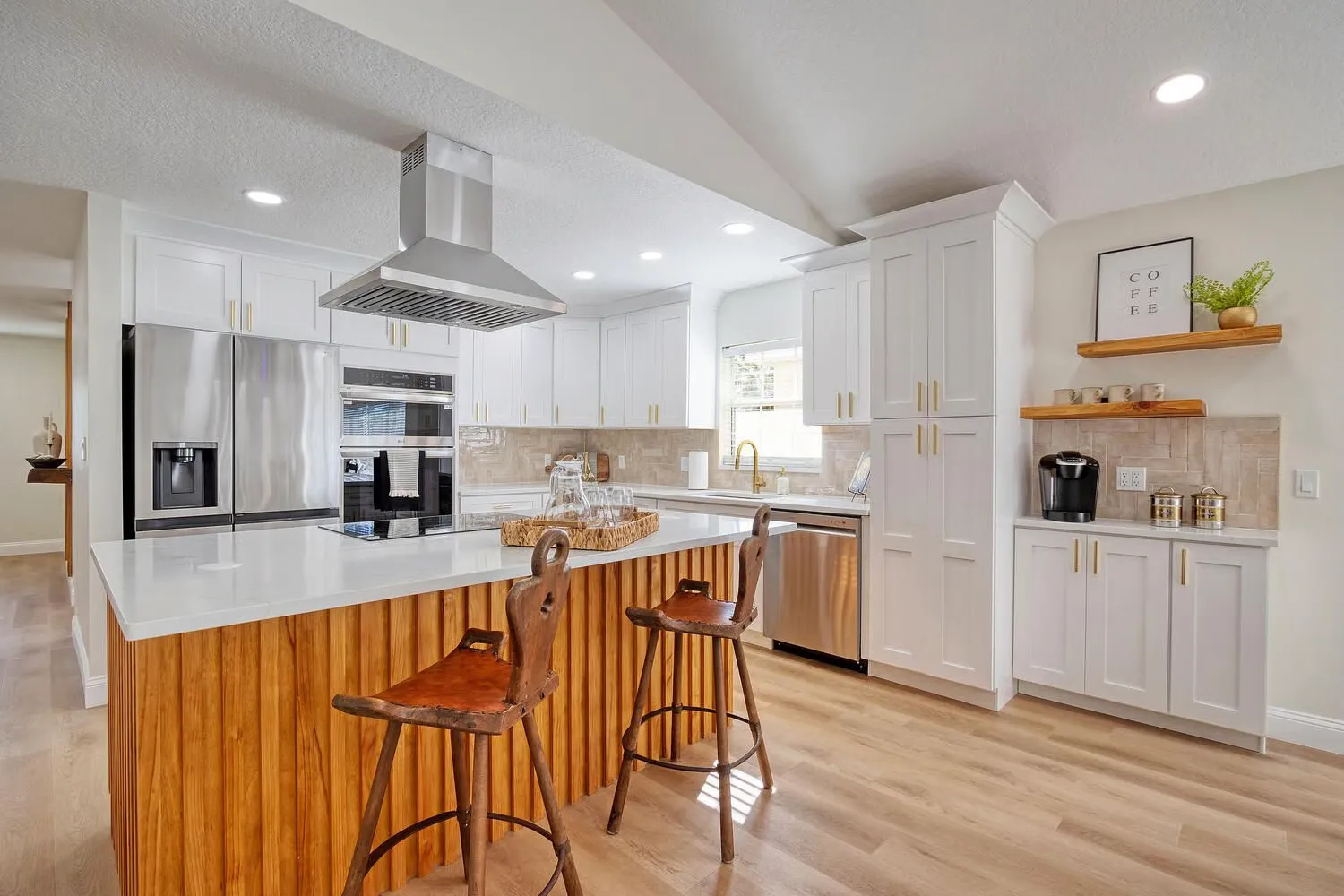 Kitchen opened into the adjoining living space